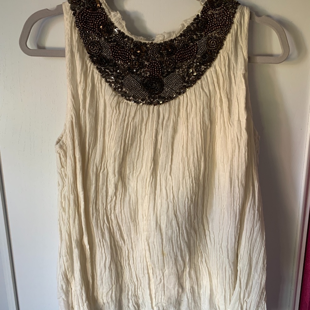 Urban Outfitters | Ecote Cream Beaded Blouse